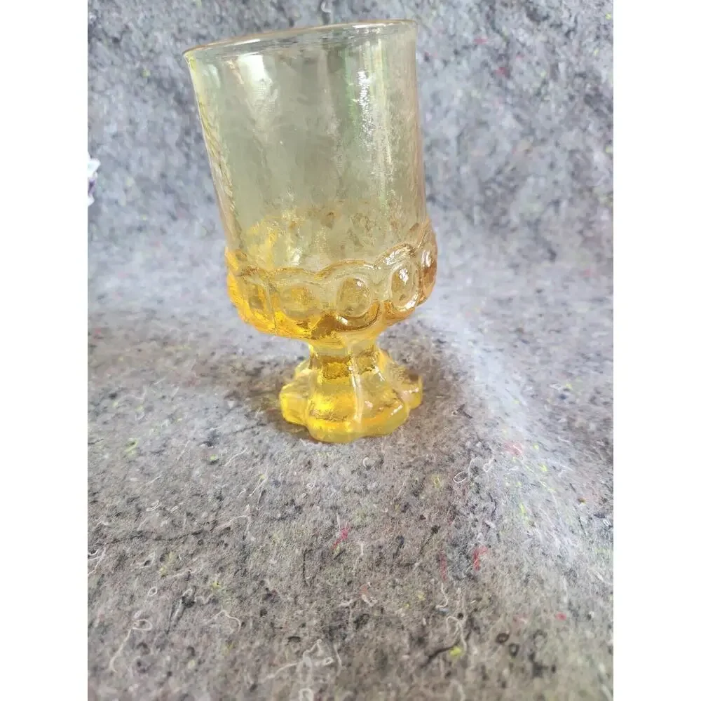 Tiffin Franciscan Madeira Cornsilk Yellow Glass Goblet Footed Tumbler VTG